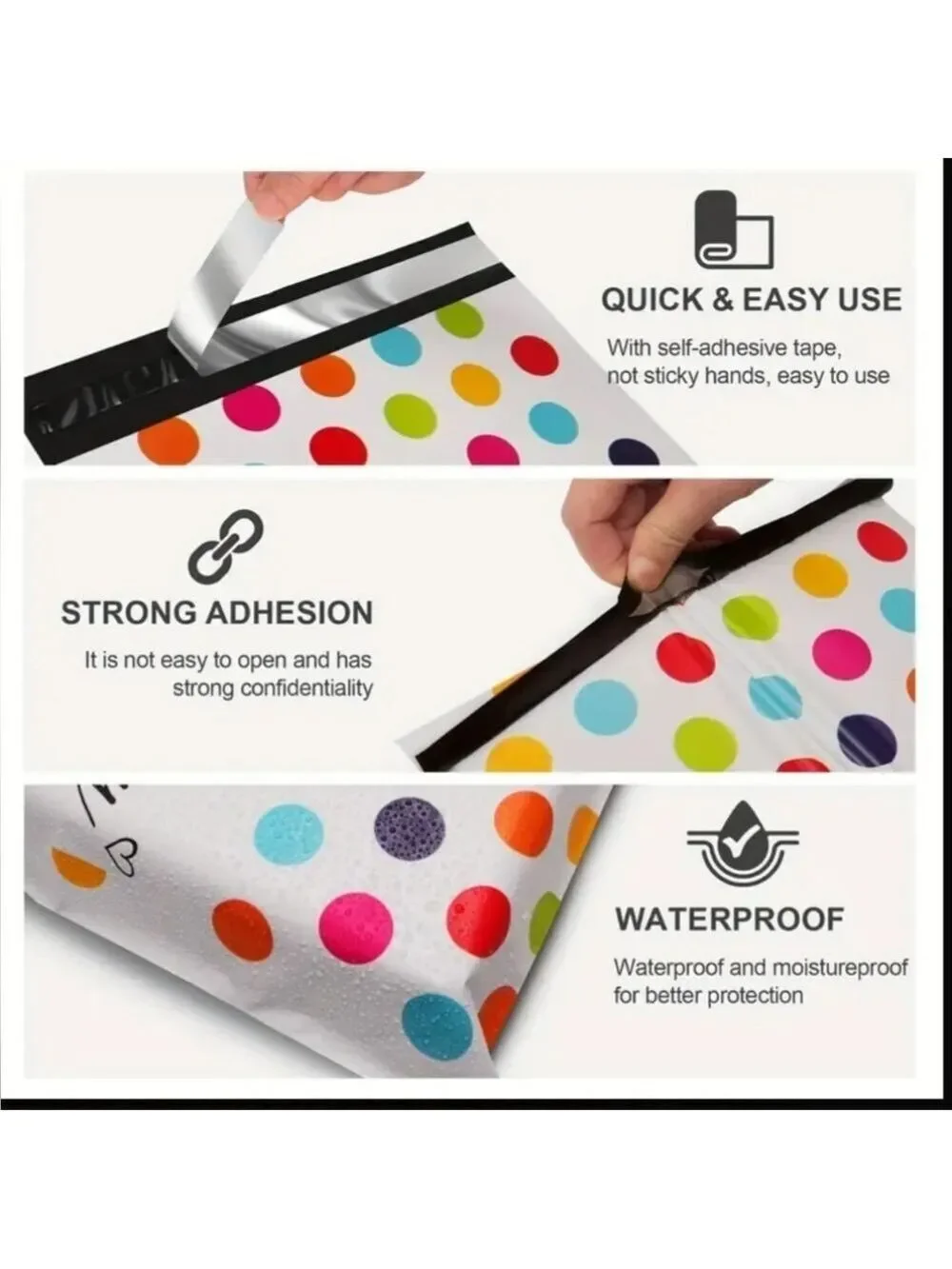 Ten Colorful Polka Dot Thank You 10x13 Poly Mailer